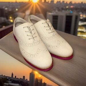 Cole Haan Original Grand Shoes Womens Size 5.5 Wingtip Oxford White Pink W24361